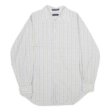 NAUTICA Mens White & Light Blue Check Shirt 2XL Cotton Long Sleeve Casual Formal