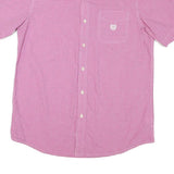 CHAPS Mens Pink & White Check Shirt M Button-Down Collar Short Sleeve Cotton
