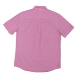 CHAPS Mens Pink & White Check Shirt M Button-Down Collar Short Sleeve Cotton