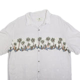 ISLAND SHORES Mens White Rayon XL Shirt Tropical Palm Tree Print Casual Summer