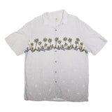 ISLAND SHORES Mens White Rayon XL Shirt Tropical Palm Tree Print Casual Summer