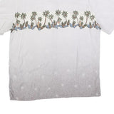 ISLAND SHORES Mens White Rayon XL Shirt Tropical Palm Tree Print Casual Summer