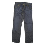 ICEMAN Womens Jeans Blue Regular Straight Denim W36 L34 Embroidered Back Pockets