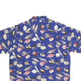 RON BEE FASHION Mens Blue Sushi Print Shirt S Cotton Casual Summer Button Shirt