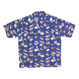 RON BEE FASHION Mens Blue Sushi Print Shirt S Cotton Casual Summer Button Shirt