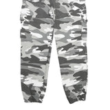 Womens Cotton Blend Grey Camouflage Regular Fit Tapered Leg Trousers W24 L25