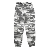 Womens Cotton Blend Grey Camouflage Regular Fit Tapered Leg Trousers W24 L25