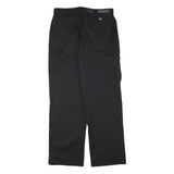 DICKIES Mens Black Cotton Blend Regular Straight Trousers W30 L30 Workwear Zip