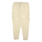 ZARA Womens Cotton Blend Cream Slim Jogger Cargo Trousers W32 L26 Drawstring