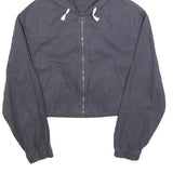 Womens Blue Hooded Jacket S Cotton Casual Zip-Up Plain Light Outerwear