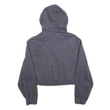 Womens Blue Hooded Jacket S Cotton Casual Zip-Up Plain Light Outerwear
