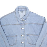 Womens Blue Cotton Button Denim Jacket M Cropped Casual Lightweight Classic