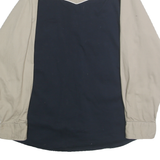 EXPRESS RIDER Mens Beige & Navy Blue Cotton Shirt L Long Sleeve Button Front