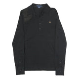 RALPH LAUREN Mens Black Long Sleeve Plain Polo Shirt L Cotton Classic Fit