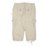 Womens Beige Casual Cotton Blend Cargo Shorts Size M W29 Drawstring Pockets