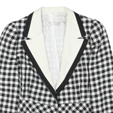 Womens Black & White Check Button Jacket M Polyester Blend Peplum Long Sleeve