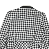 Womens Black & White Check Button Jacket M Polyester Blend Peplum Long Sleeve