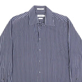 CALVIN KLEIN Mens Blue & White Striped Shirt XL Smart Casual Cotton Button