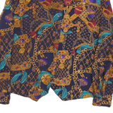 SUMMIT PLACE Womens Navy Blue & Gold Pattern Shirt M Vintage Style Button Down