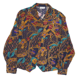 SUMMIT PLACE Womens Navy Blue & Gold Pattern Shirt M Vintage Style Button Down