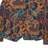 SUMMIT PLACE Womens Navy Blue & Gold Pattern Shirt M Vintage Style Button Down