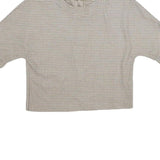 ZARA Womens Beige Printed Top Short Sleeve Round Neck XS Button Back Crop