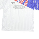 REEBOK Mens White & Red & Blue Short Sleeve Graphic 2XL Polyester Polo Shirt