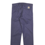 CARHARTT Mens Cotton Blend Navy Slim Trousers W27 L30 Casual Zip Fastening