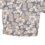BISHOPS Mens Blue & Cream Hawaiian Shirt M Cotton Blend Summer Casual