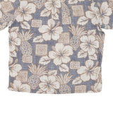 BISHOPS Mens Blue & Cream Hawaiian Shirt M Cotton Blend Summer Casual