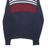 TOMMY HILFIGER Mens Navy & White Stripe Red Colourblock Patterned Cotton Jumper