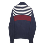 TOMMY HILFIGER Mens Navy & White Stripe Red Colourblock Patterned Cotton Jumper