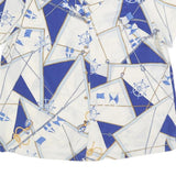 LAUREN RALPH LAUREN Womens White & Blue Printed Silk Short Sleeve Shirt XL