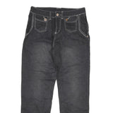 Womens Black Relaxed Straight Cotton Blend Jeans W30 L28 Contrast Stitch Zip