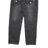 Womens Black Relaxed Straight Cotton Blend Jeans W30 L28 Contrast Stitch Zip