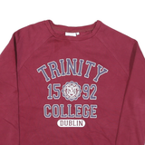 TRINITY COLLEGE DUBLIN Mens Maroon Crew Neck M Cotton Blend Sweatshirt
