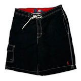 Swim Polo By Ralph Lauren Contrast Stitch Sport Shorts - Mediumw 8L Black Nylon