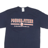 GILDAN Mens Navy Blue Pomona-Pitzer Basketball Graphic T-Shirt M Short Sleeve