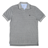 CHAPS Mens Grey & Black Short Sleeve Cotton Polo Shirt S Classic Stripe Collar