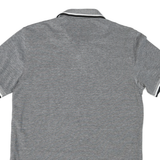 CHAPS Mens Grey & Black Short Sleeve Cotton Polo Shirt S Classic Stripe Collar