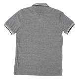 CHAPS Mens Grey & Black Short Sleeve Cotton Polo Shirt S Classic Stripe Collar