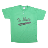 RUSSELL ATHLETIC Mens Green Graphic T-Shirt M Short Sleeve Crew Neck Button