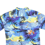 Mens Blue Hawaiian Style Cotton Blend Shirt M Tropical Floral Print Casual