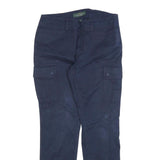 LAUREN RALPH LAUREN Womens Cotton Blend Navy Slim Cargo Trousers W32 L30 Casual