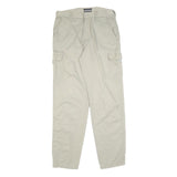 GSWD Mens Relaxed Beige Cargo Cotton Blend Trousers W32 L34 Casual Utility