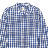 LEVI'S Mens Blue & White Checked Shirt M Cotton Blend Casual Long Sleeve Button