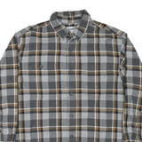 DULUTH Mens Grey & Brown Checked Cotton Blend Shirt L Button Down Casual Long