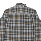 DULUTH Mens Grey & Brown Checked Cotton Blend Shirt L Button Down Casual Long