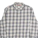 TOMMY HILFIGER Mens Grey & Cream Check Shirt L Cotton Long Sleeve Casual Fashion