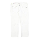 TRUE RELIGION Womens White Regular Fit Straight Cotton Blend Jeans W30 L26 Zip